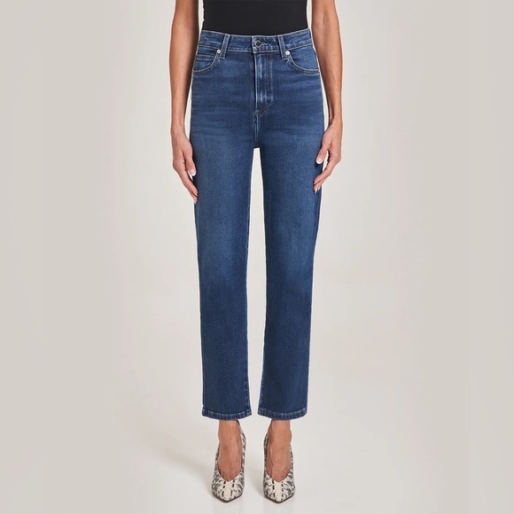 Le Jean Sabine Straight Leg Blue Whisper High Rise Stretch Cotton Jeans EUC 26 - Picture 1 of 10